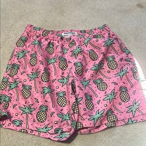 Pink Pineapple Print Swim Shorts with Pockets